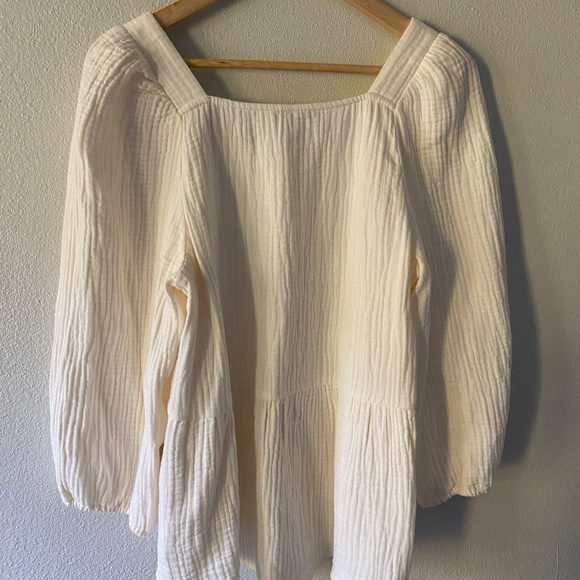 Madewell Millbrook Puff-Sleeve Peplum Top SIZE M - Picture 5 of 9